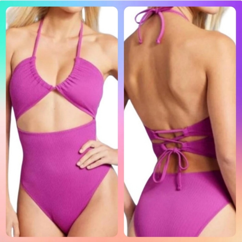 NWOT Davina Purple Cutout One-Piece Swimsuit